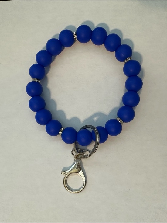 Accessories - Blue Beaded Keychain Bracelet with Silver Clasp